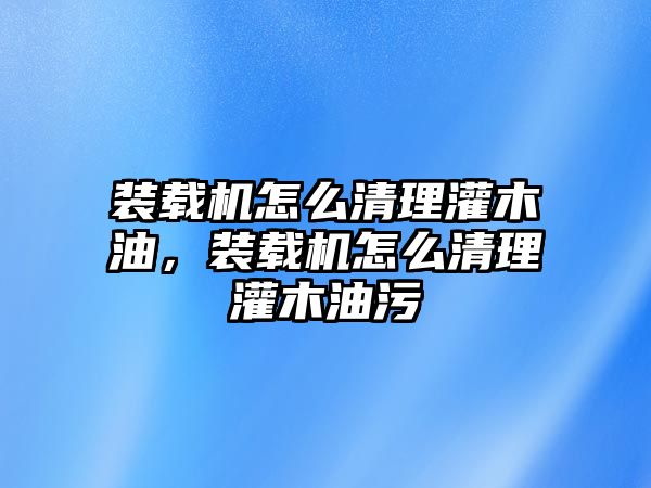 裝載機(jī)怎么清理灌木油，裝載機(jī)怎么清理灌木油污