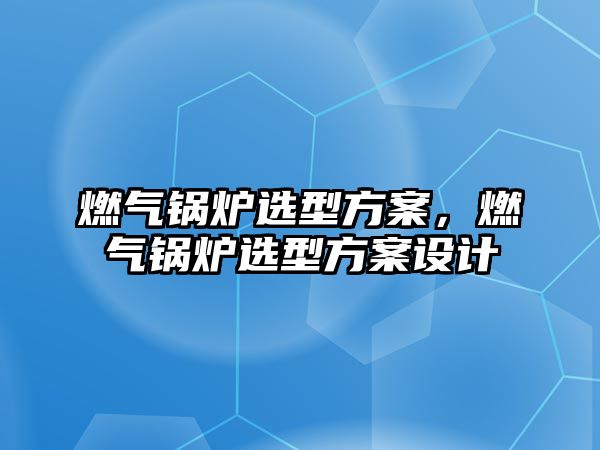 燃?xì)忮仩t選型方案，燃?xì)忮仩t選型方案設(shè)計(jì)