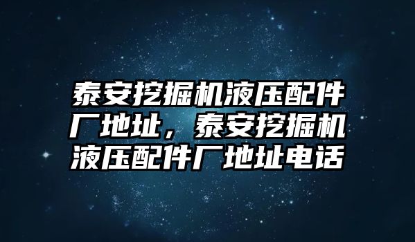 泰安挖掘機液壓配件廠地址，泰安挖掘機液壓配件廠地址電話