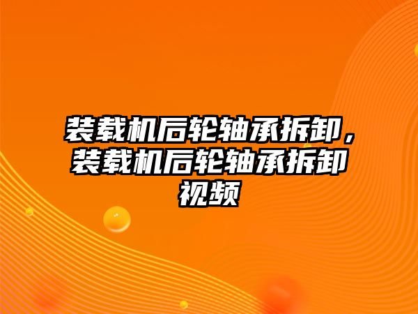 裝載機后輪軸承拆卸，裝載機后輪軸承拆卸視頻