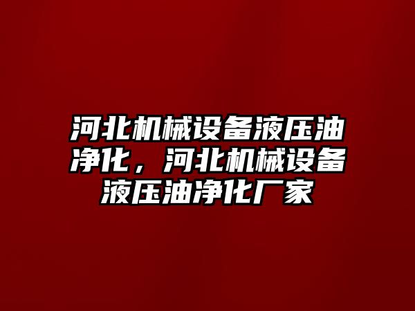 河北機械設(shè)備液壓油凈化，河北機械設(shè)備液壓油凈化廠家