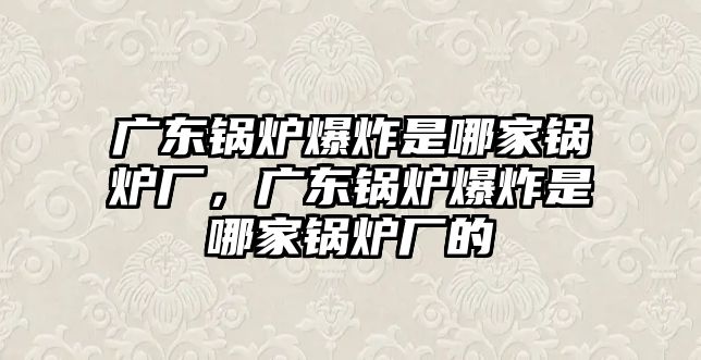 廣東鍋爐爆炸是哪家鍋爐廠，廣東鍋爐爆炸是哪家鍋爐廠的