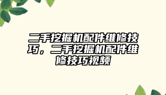 二手挖掘機配件維修技巧，二手挖掘機配件維修技巧視頻