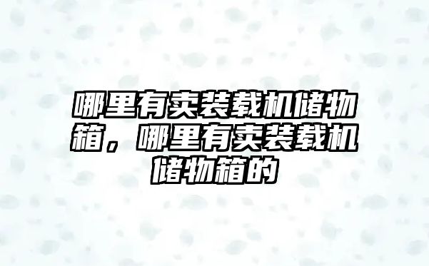 哪里有賣裝載機(jī)儲(chǔ)物箱，哪里有賣裝載機(jī)儲(chǔ)物箱的