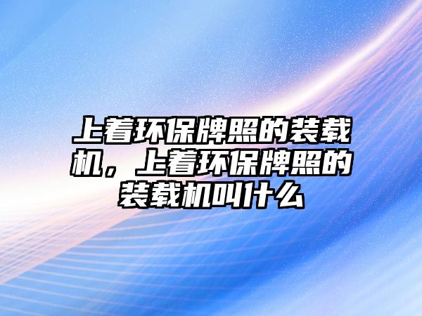 上著環(huán)保牌照的裝載機，上著環(huán)保牌照的裝載機叫什么