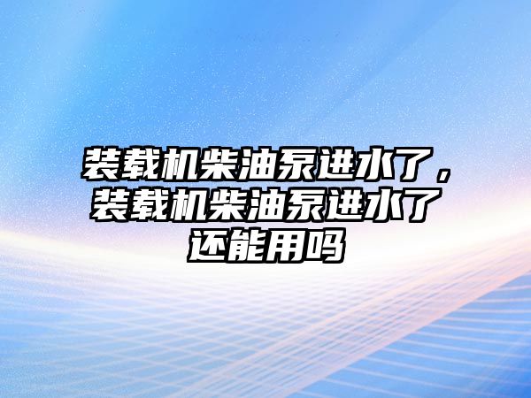 裝載機柴油泵進(jìn)水了，裝載機柴油泵進(jìn)水了還能用嗎