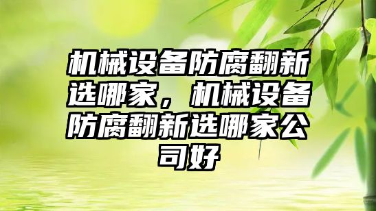 機械設(shè)備防腐翻新選哪家，機械設(shè)備防腐翻新選哪家公司好