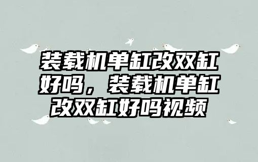 裝載機(jī)單缸改雙缸好嗎，裝載機(jī)單缸改雙缸好嗎視頻