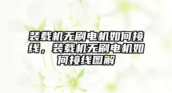 裝載機無刷電機如何接線，裝載機無刷電機如何接線圖解