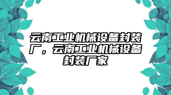 云南工業(yè)機(jī)械設(shè)備封裝廠，云南工業(yè)機(jī)械設(shè)備封裝廠家