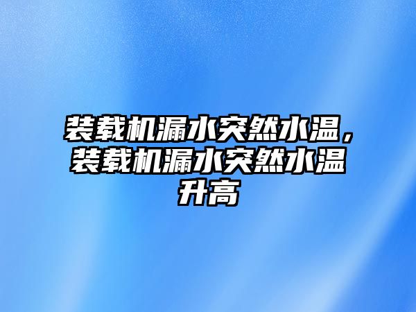 裝載機漏水突然水溫，裝載機漏水突然水溫升高