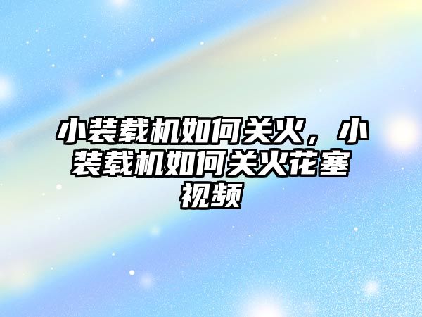 小裝載機如何關火，小裝載機如何關火花塞視頻