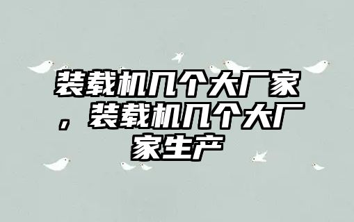 裝載機(jī)幾個大廠家，裝載機(jī)幾個大廠家生產(chǎn)