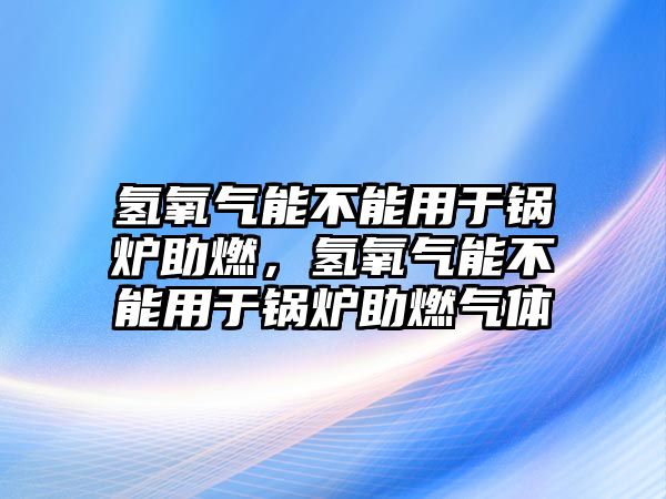 氫氧氣能不能用于鍋爐助燃，氫氧氣能不能用于鍋爐助燃?xì)怏w