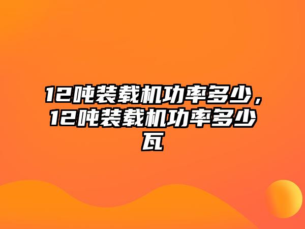 12噸裝載機功率多少，12噸裝載機功率多少瓦