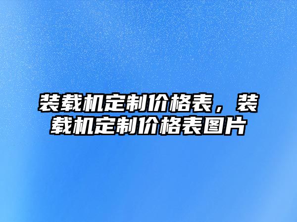 裝載機定制價格表，裝載機定制價格表圖片