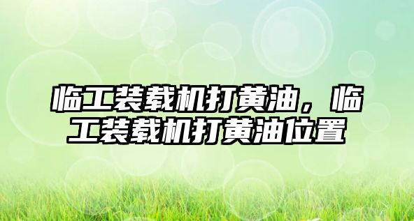 臨工裝載機打黃油，臨工裝載機打黃油位置