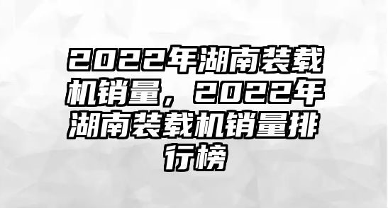 2022年湖南裝載機(jī)銷量，2022年湖南裝載機(jī)銷量排行榜