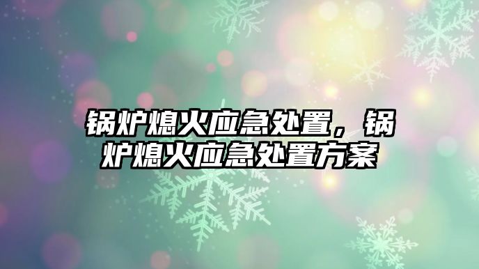 鍋爐熄火應急處置，鍋爐熄火應急處置方案