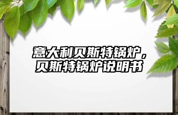 意大利貝斯特鍋爐，貝斯特鍋爐說明書