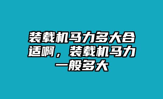 裝載機(jī)馬力多大合適啊，裝載機(jī)馬力一般多大