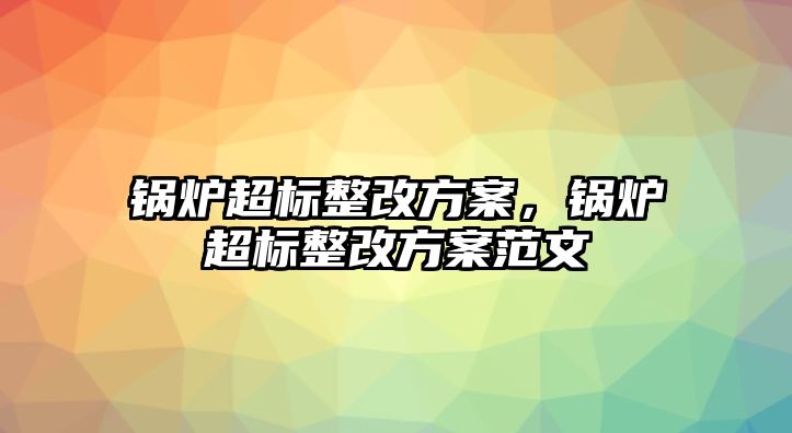 鍋爐超標(biāo)整改方案，鍋爐超標(biāo)整改方案范文