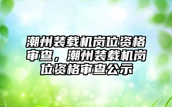 潮州裝載機(jī)崗位資格審查，潮州裝載機(jī)崗位資格審查公示