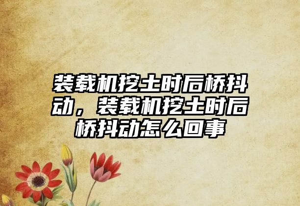 裝載機(jī)挖土?xí)r后橋抖動(dòng)，裝載機(jī)挖土?xí)r后橋抖動(dòng)怎么回事