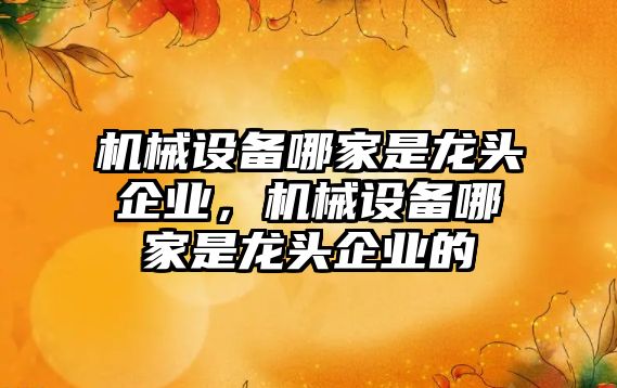 機械設(shè)備哪家是龍頭企業(yè)，機械設(shè)備哪家是龍頭企業(yè)的