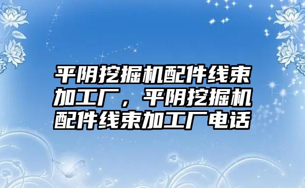 平陰挖掘機配件線束加工廠，平陰挖掘機配件線束加工廠電話