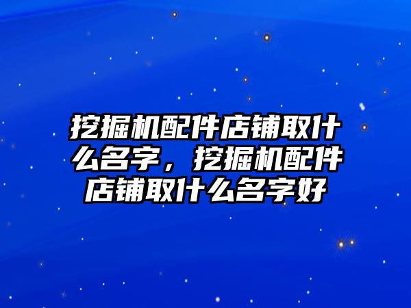 挖掘機(jī)配件店鋪取什么名字，挖掘機(jī)配件店鋪取什么名字好