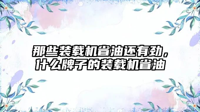 那些裝載機省油還有勁，什么牌子的裝載機省油