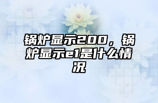 鍋爐顯示200，鍋爐顯示e1是什么情況