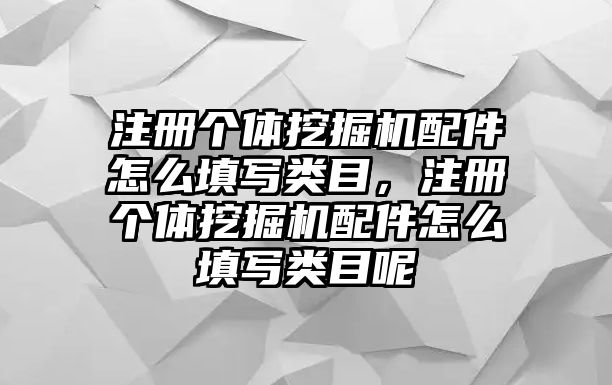 注冊(cè)個(gè)體挖掘機(jī)配件怎么填寫類目，注冊(cè)個(gè)體挖掘機(jī)配件怎么填寫類目呢