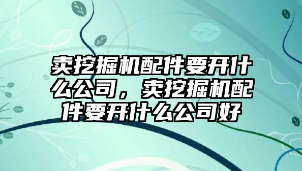 賣挖掘機配件要開什么公司，賣挖掘機配件要開什么公司好