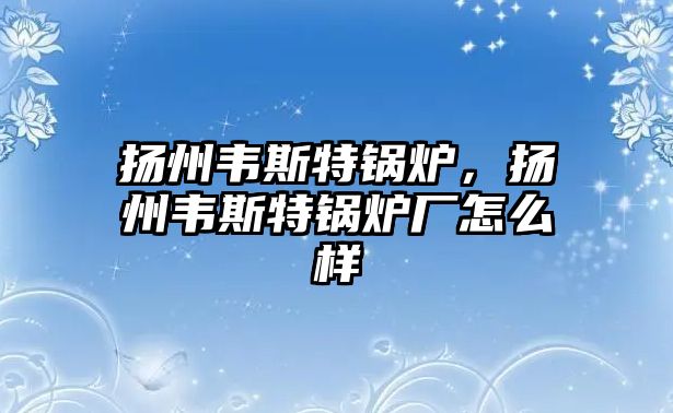 揚(yáng)州韋斯特鍋爐，揚(yáng)州韋斯特鍋爐廠怎么樣