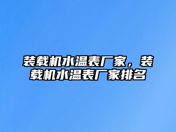 裝載機水溫表廠家，裝載機水溫表廠家排名