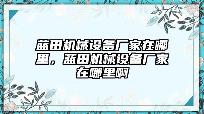 藍田機械設備廠家在哪里，藍田機械設備廠家在哪里啊