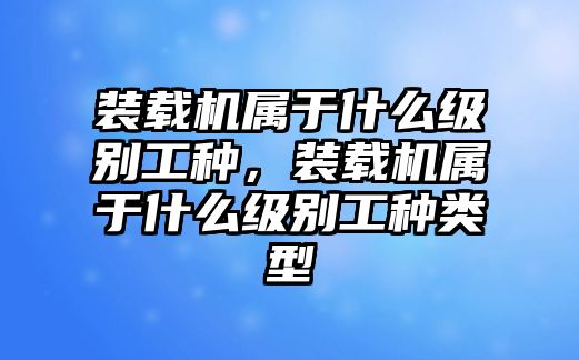 裝載機(jī)屬于什么級別工種，裝載機(jī)屬于什么級別工種類型