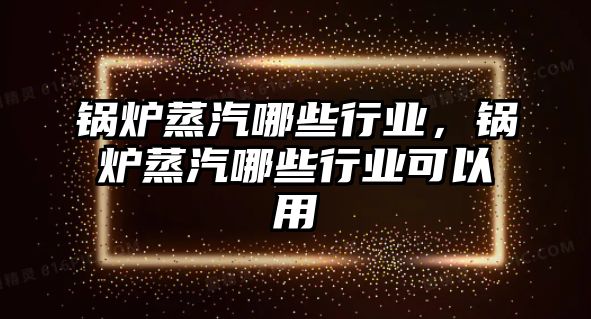 鍋爐蒸汽哪些行業(yè)，鍋爐蒸汽哪些行業(yè)可以用