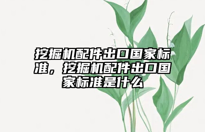 挖掘機配件出口國家標準，挖掘機配件出口國家標準是什么