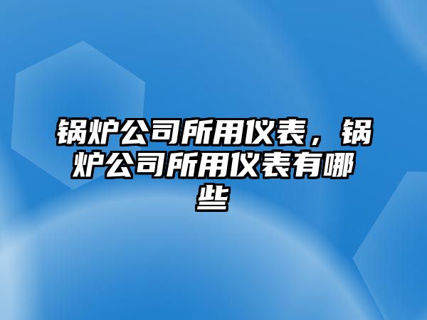 鍋爐公司所用儀表，鍋爐公司所用儀表有哪些