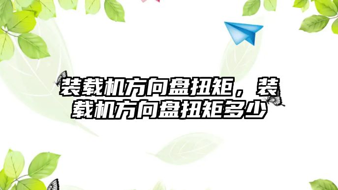 裝載機方向盤扭矩，裝載機方向盤扭矩多少