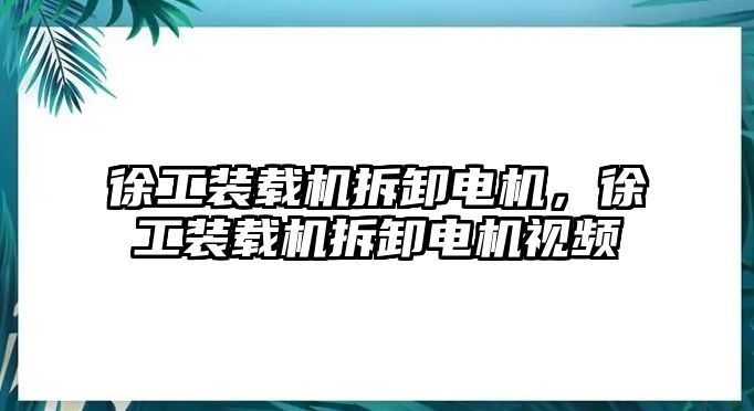 徐工裝載機(jī)拆卸電機(jī)，徐工裝載機(jī)拆卸電機(jī)視頻