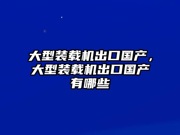 大型裝載機(jī)出口國(guó)產(chǎn)，大型裝載機(jī)出口國(guó)產(chǎn)有哪些