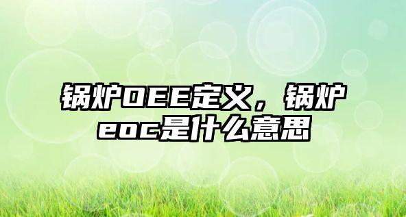 鍋爐OEE定義，鍋爐eoc是什么意思