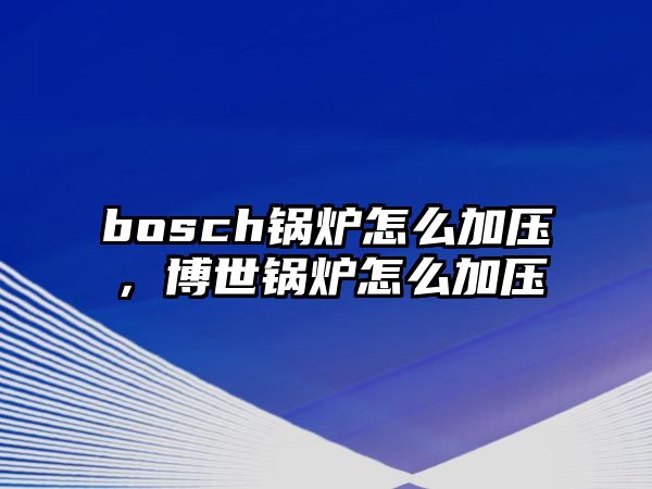 bosch鍋爐怎么加壓，博世鍋爐怎么加壓