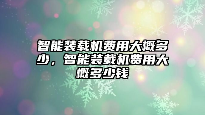 智能裝載機(jī)費(fèi)用大概多少，智能裝載機(jī)費(fèi)用大概多少錢