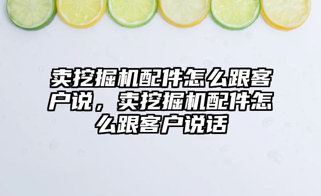 賣挖掘機配件怎么跟客戶說，賣挖掘機配件怎么跟客戶說話