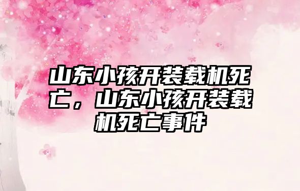 山東小孩開裝載機(jī)死亡，山東小孩開裝載機(jī)死亡事件